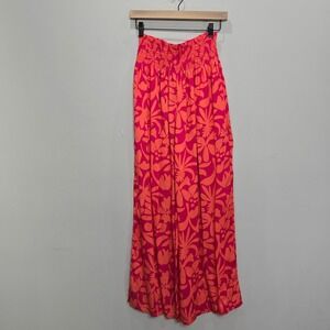 Marine Layer Archive Gia Palazzo Pants‎ S Pink Orange Pull On Summer Flora Beach